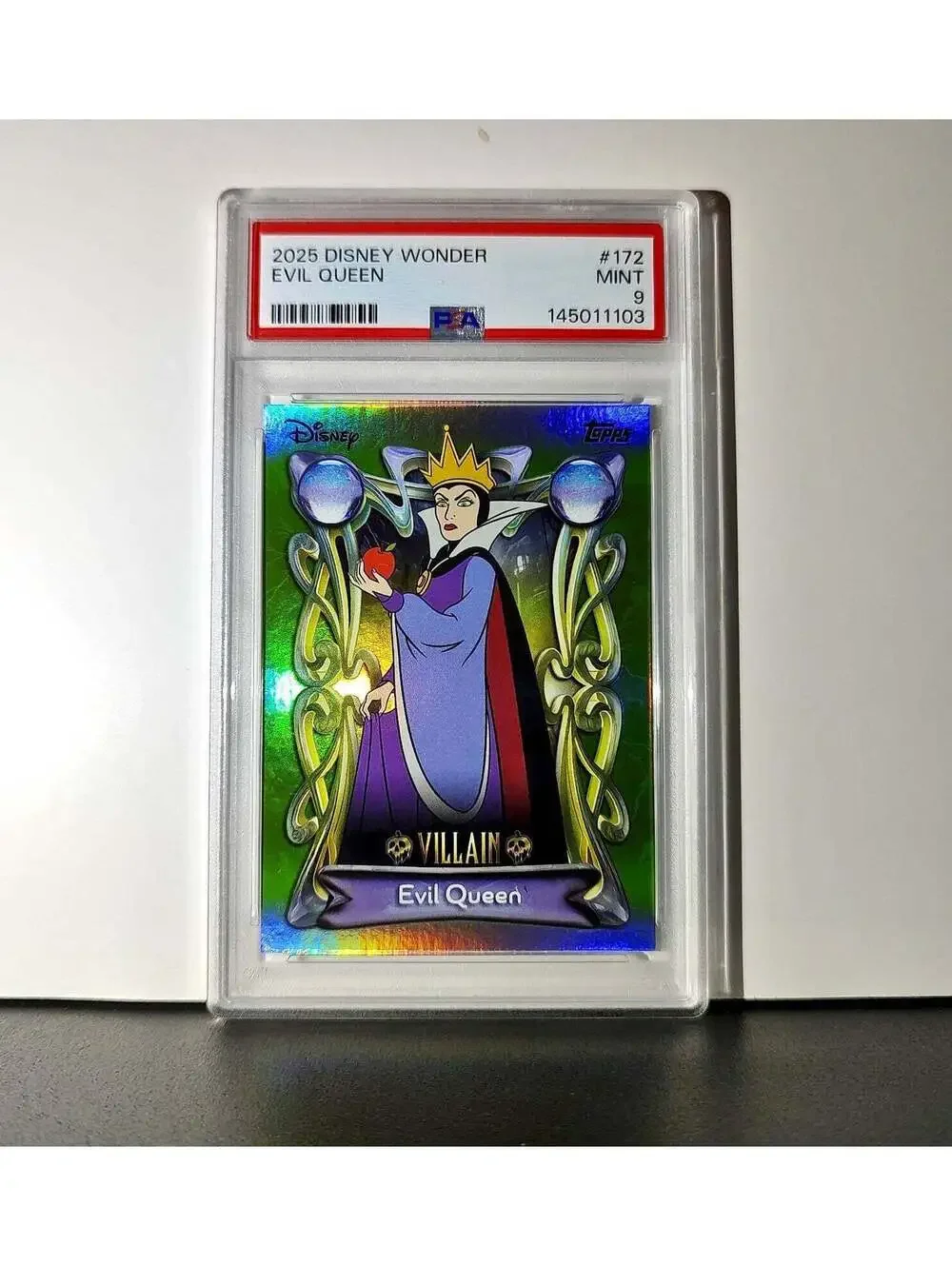 Evil Queen 2025 Topps Disney #172 Card Snow White and the Seven Dwarfs PSA 9